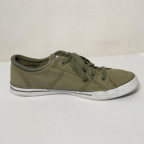 Skechers Shoes Women 10 Olive Green Canvas Low Top Skateboard Punk Grunge Army - Picture 6 of 9
